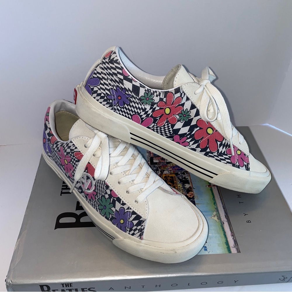 Vans Shoes Size 8 Mens 9.5 Womens Print Floral Check Marshmallow Skateboard